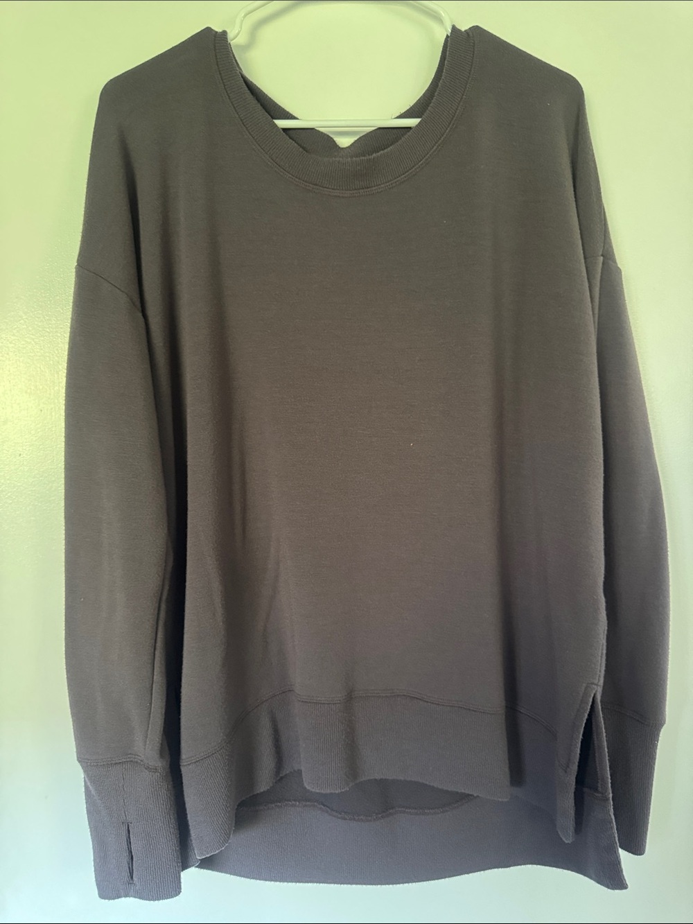 Athleta Coaster Luxe Sweatshirt Charcoal L - Plush Nirvana Modal, Thumbholes